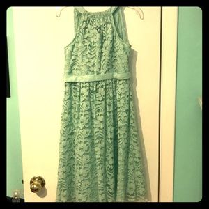David’s Bridal girls mint green dress